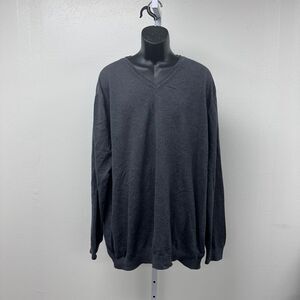 Foundry 100% Cotton V Neck Grey Sweater Long Sleeve Size 3XLT